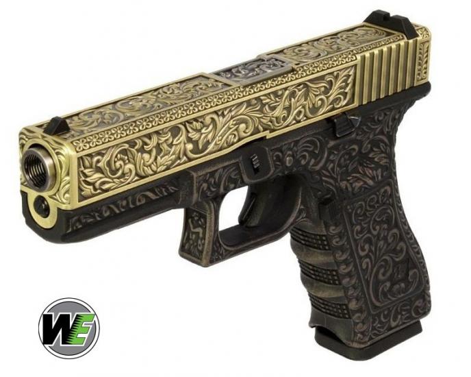 WE G17 Glock 17 ETCHED IVORY Bronze SE Gravürlü Glock Airsoft Tabanca