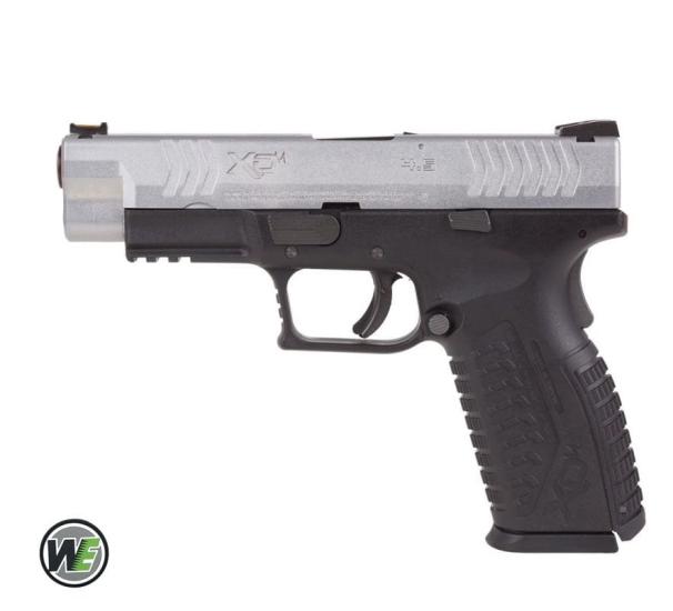 WE Springfield Armory XDM4.5 SILVER 2TONE 6mm GBB Airsoft Tabanca