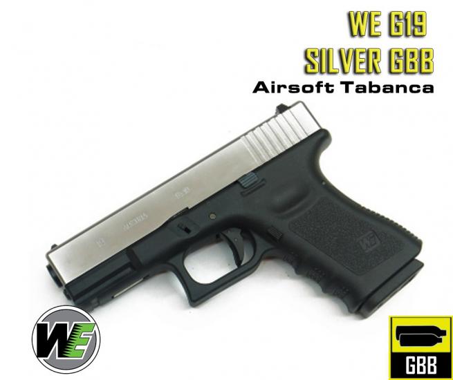 WE G19 GLOCK 19 SILVER GBB AIRSOFT TABANCA